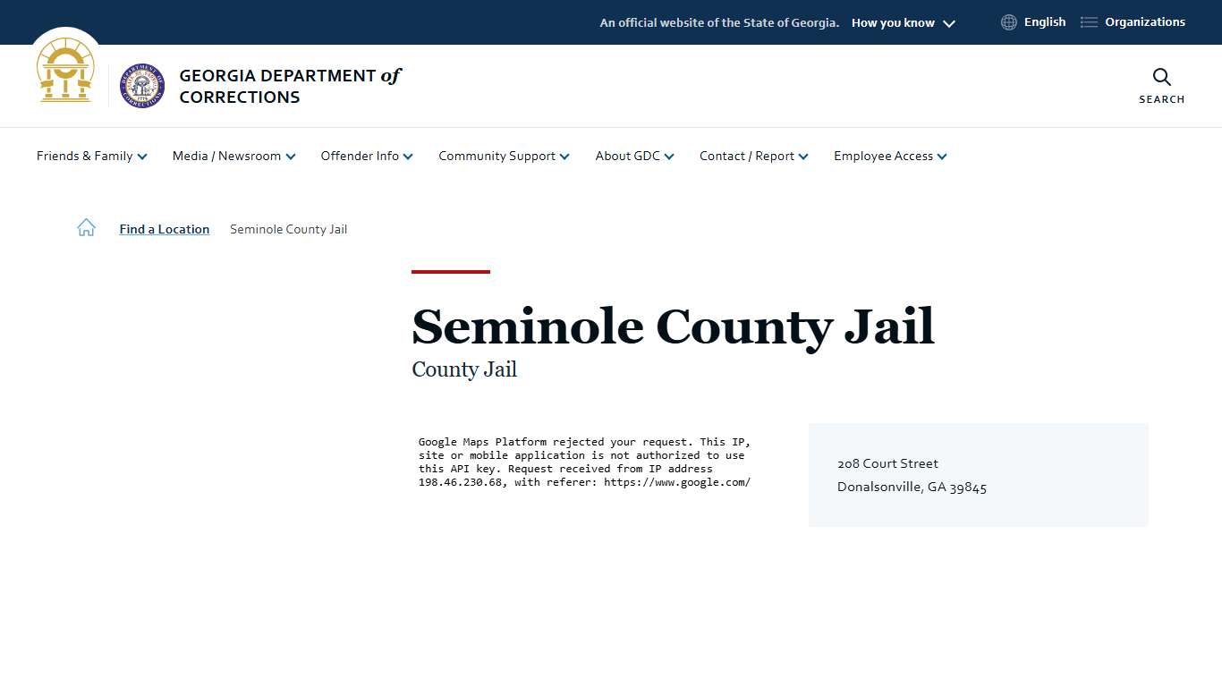 Seminole County Jail | Georgia Department of Corrections